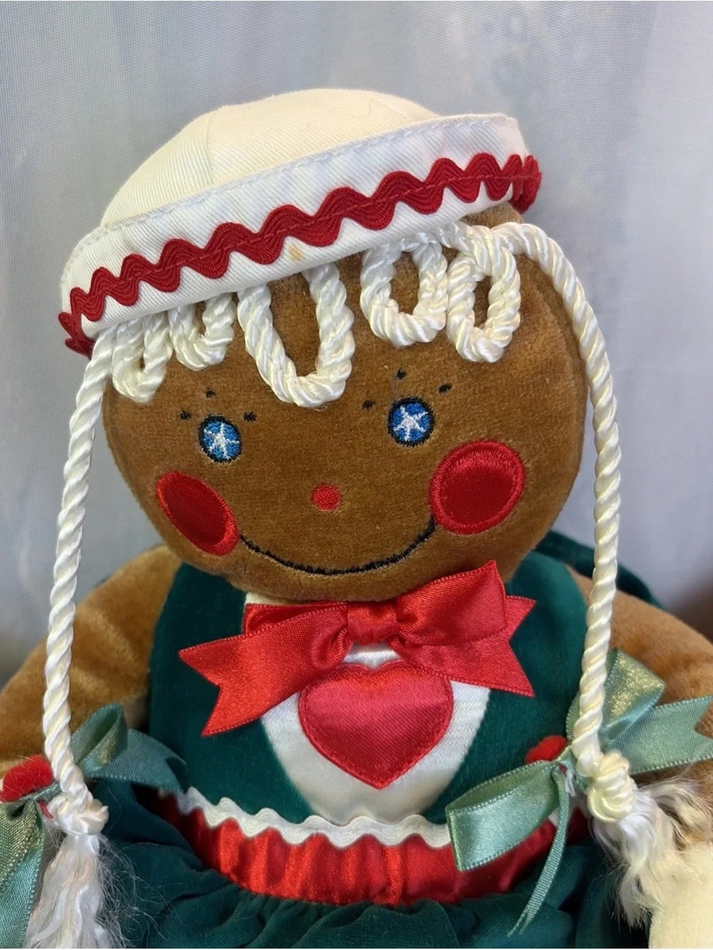 (2) Vintage 1990 Target Christmas Gingerbread Plush Stuffed Dolls Candy Cane 12